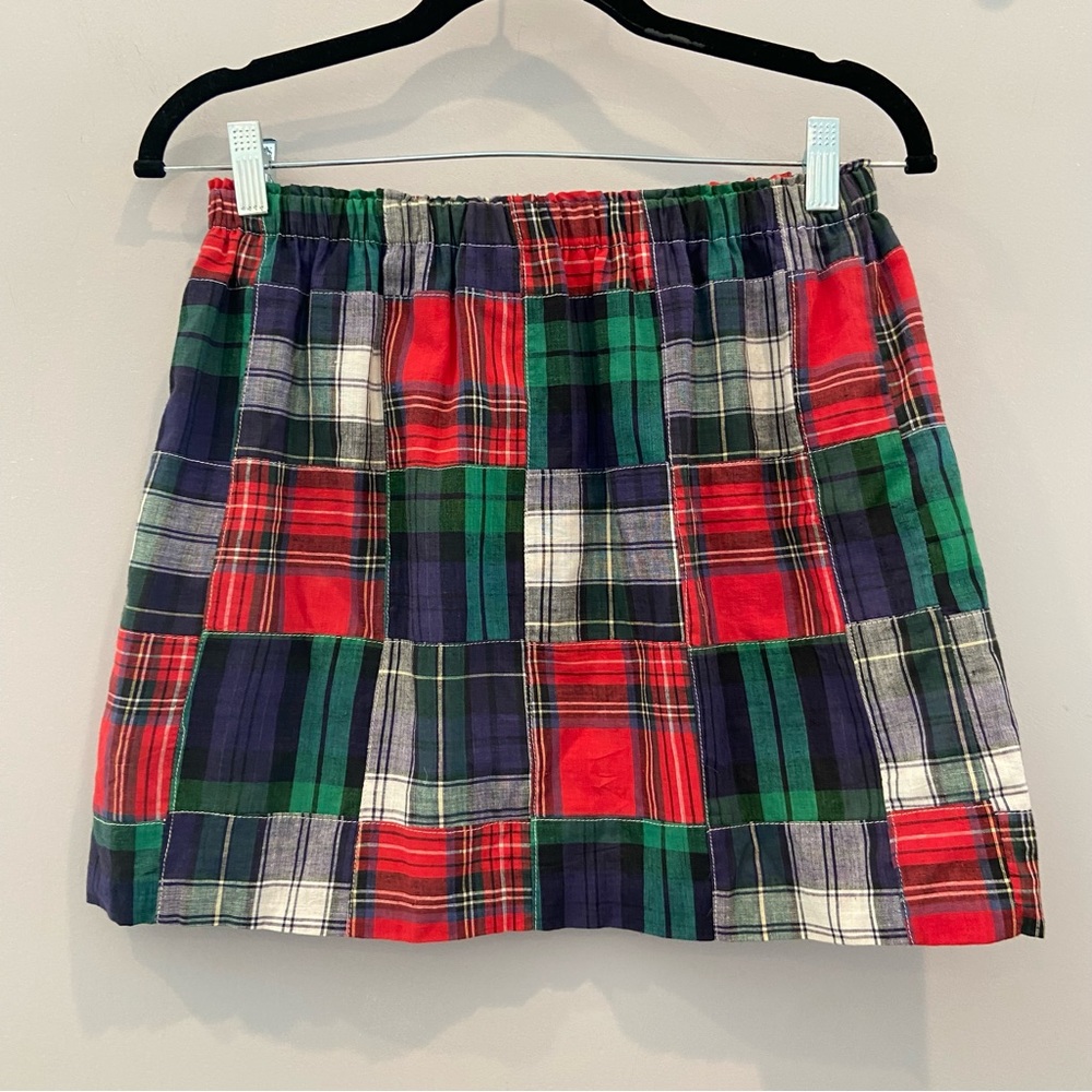 Vintage Handmade Patchwork Madras Mini Skirt Small - image 2